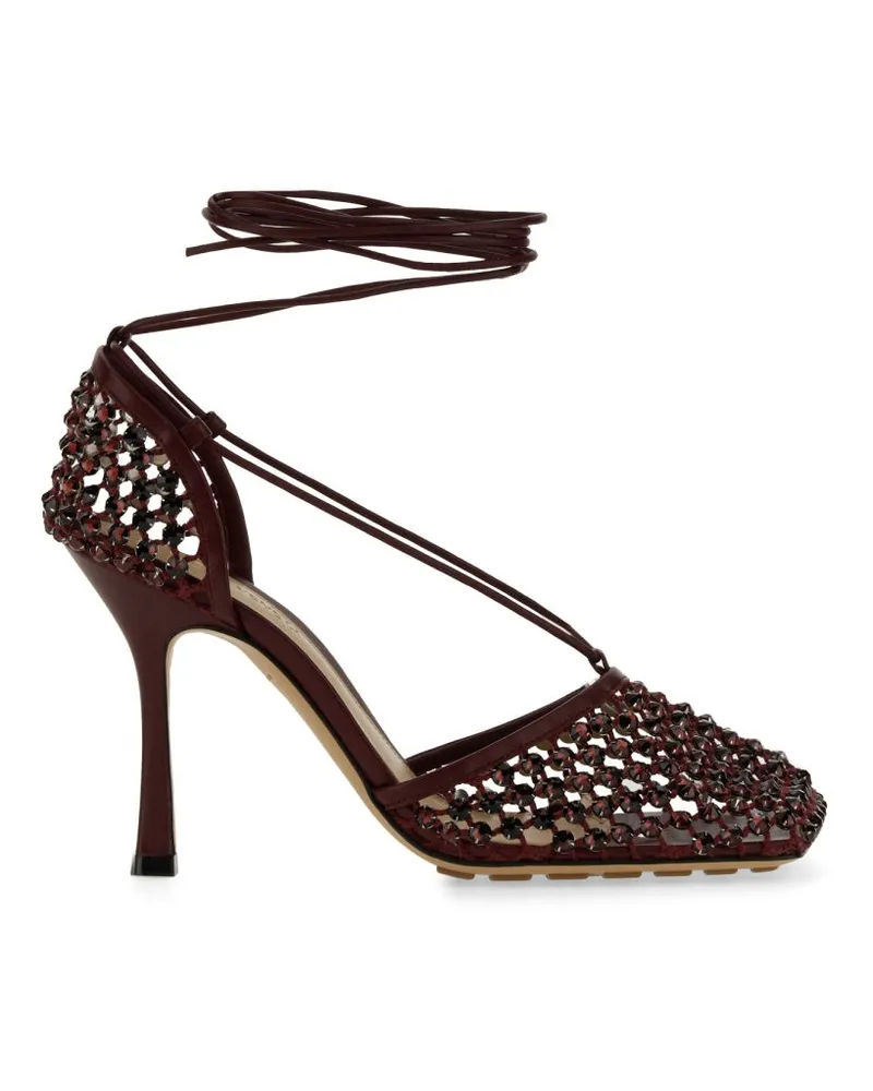 Bottega Veneta Leather-Wrapped Stiletto Sandal — Burgundy Burgundy
