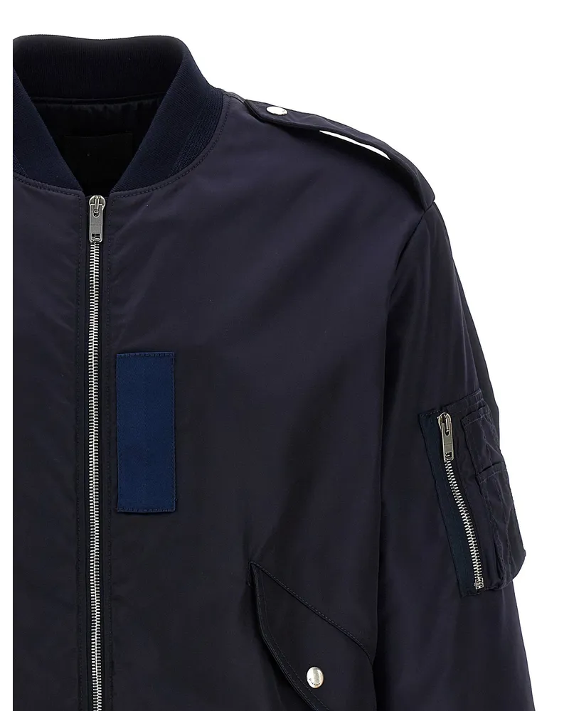 Givenchy Nylon Bomber with Logo Embroidery Bomber Jacket — Navy Navy