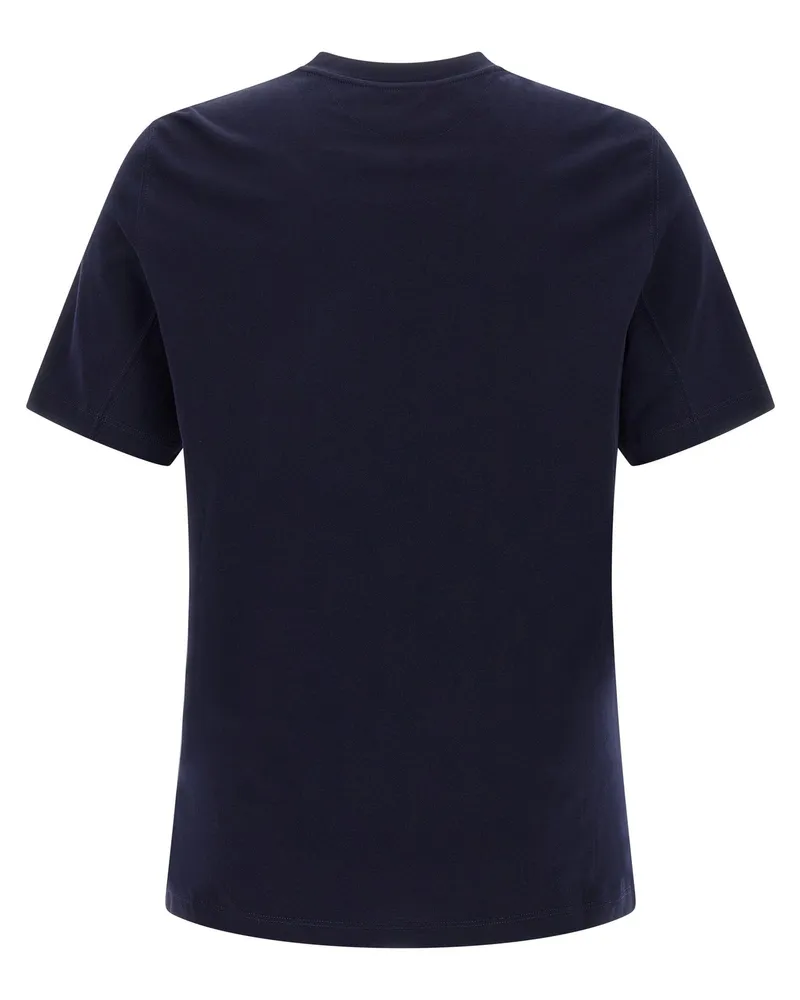 Brunello Cucinelli Logo-Embroidered T-shirt — Navy Navy