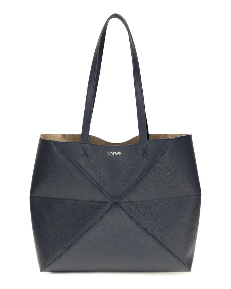Loewe Women's Tote Bag Puzzle Fold Medium Deep Navy Calf Leather (bos Taurus) Shoulder Navy