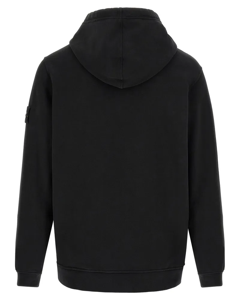 Stone Island Cotton Logo-Patch Hoodie — Black Black
