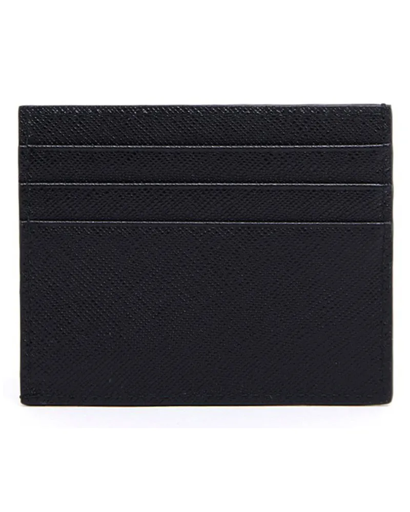 Prada Saffiano Calfskin Card Case — Black Black