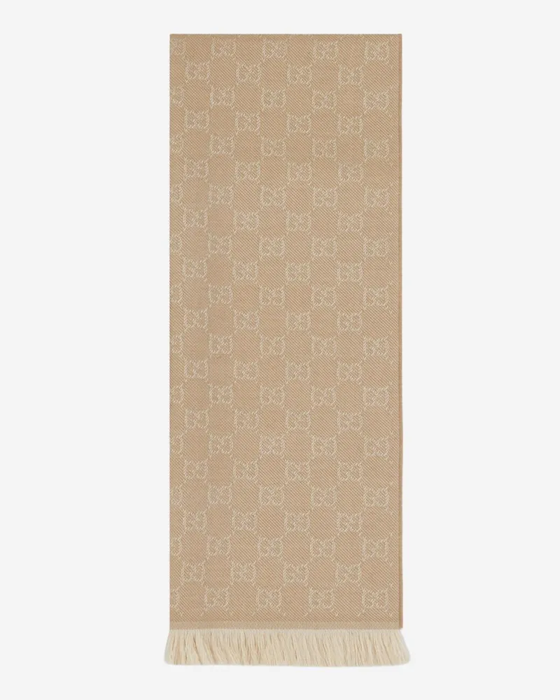 Gucci Women's Gg Motif Wool Scarf Beige Scarfs Beige
