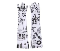 Women Dg Logo Elbow-Length Mittens Gloves White