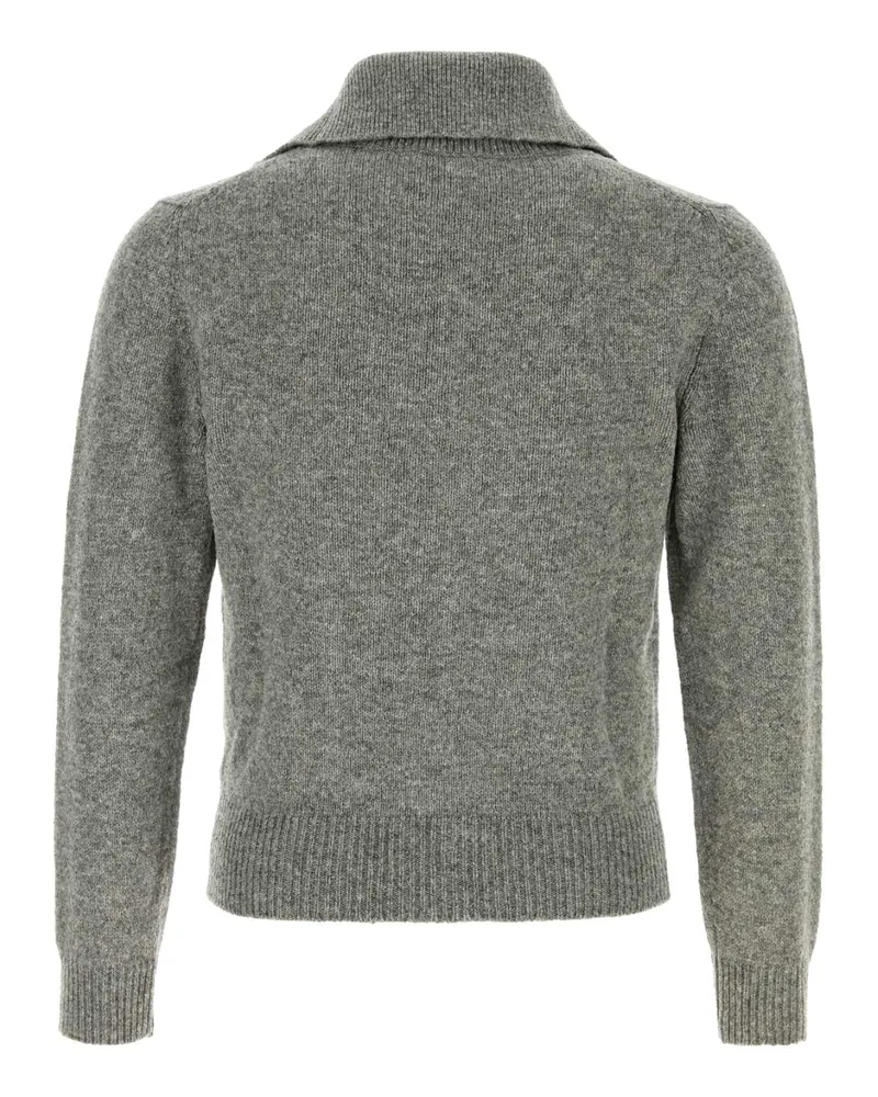 Jil Sander Men's Grey Wool Blend Cardigan Shadow Exterior: Nylon Maglieria Gray