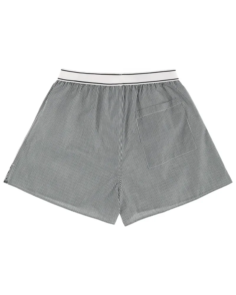 SPORTY & RICH Striped Logo Cotton Shorts — Green Green