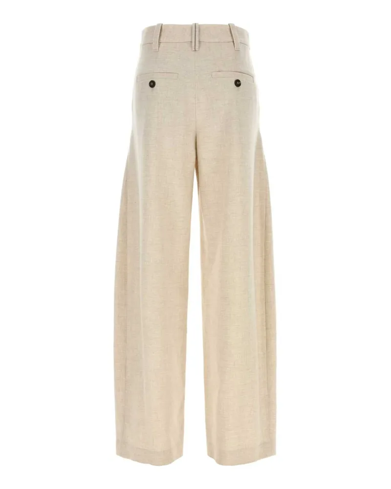 Brunello Cucinelli Women's Virgin Wool Blend Trouser Beige Cashmere Beige