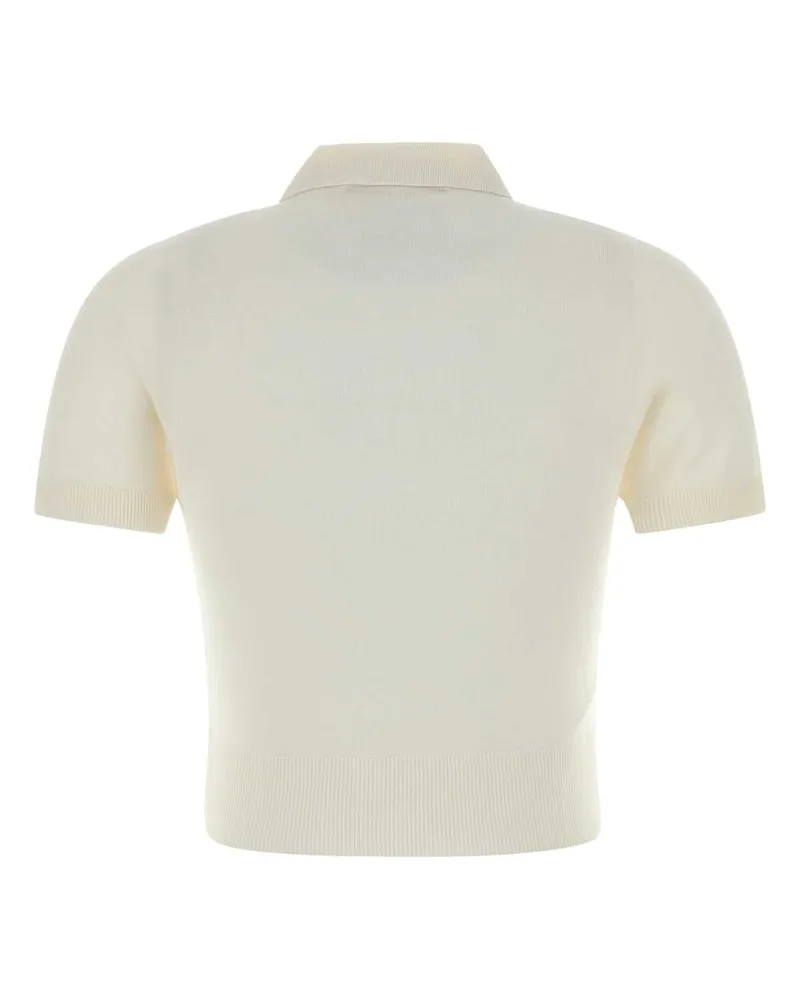 Dsquared2 Women's White Knit Polo Shirt Offwhite Exterior: Viscosa Wool White