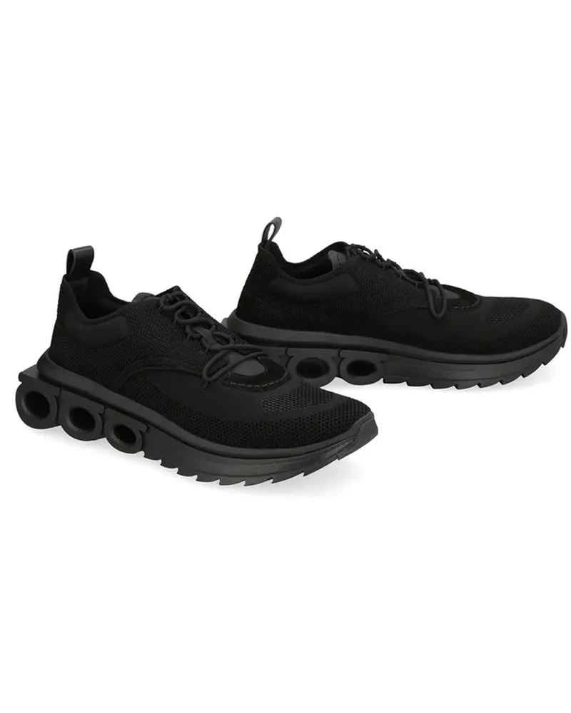 Ferragamo Men's Black Fabric Athletic Sneakers Black