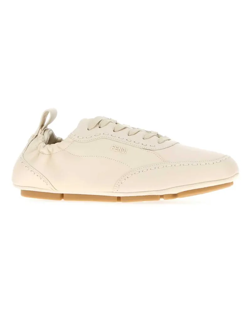 Fendi Men's Ivory Leather  Fit Sneakers Bianco White