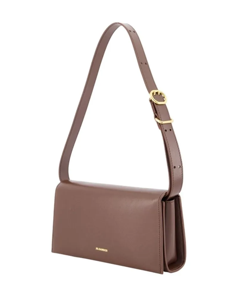 Jil Sander Women's All Day W-Buckle Crossbody -  Leather Brown Calfskin Bags Crossbodies Brown