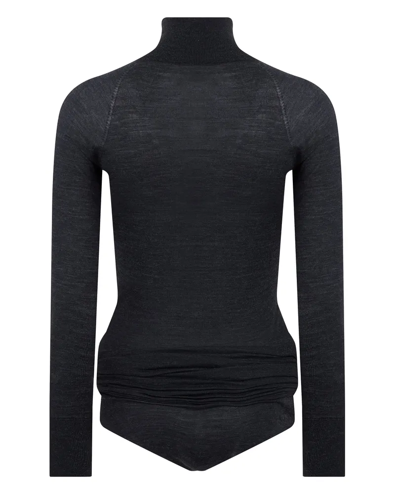 Alaïa Women's Long-Sleeve Wool Body Black Tops Top Black