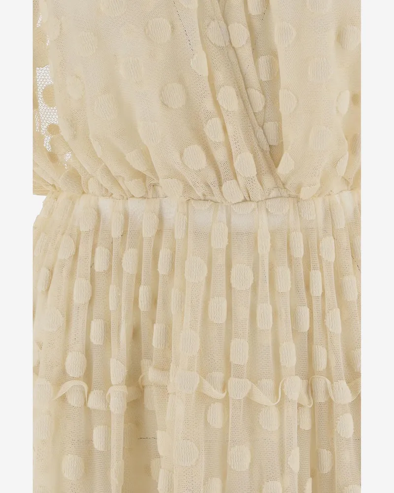 Dries van Noten Women's Dress Cotton-Blend Polka-Dot Beige Beige