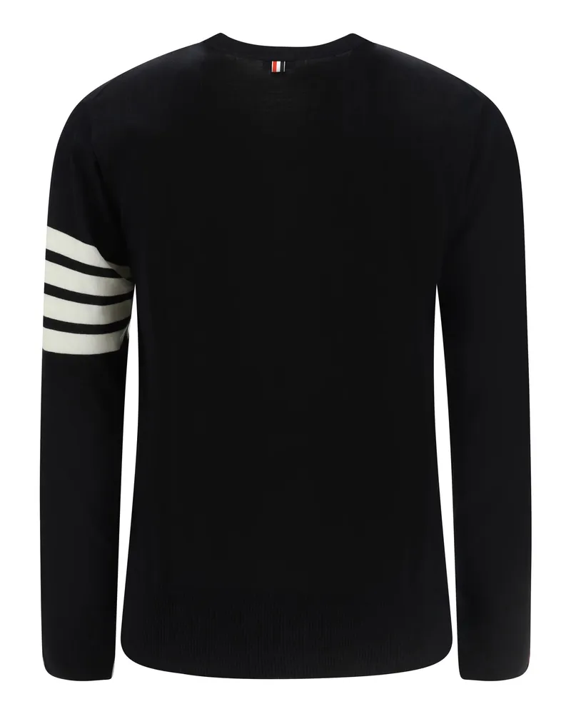 Thom Browne Men's Cardigan Virgin Wool Black Sweater Black