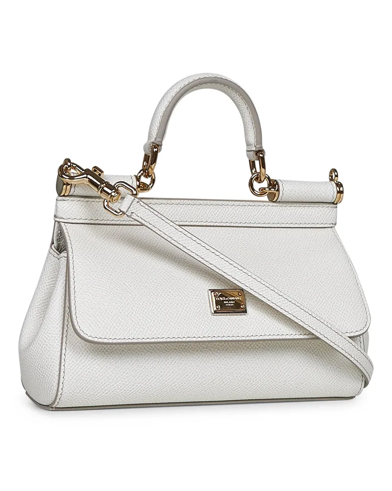 Dolce & Gabbana Women's Handbag Sicily White Leather Calf Handbags Hand Bags White