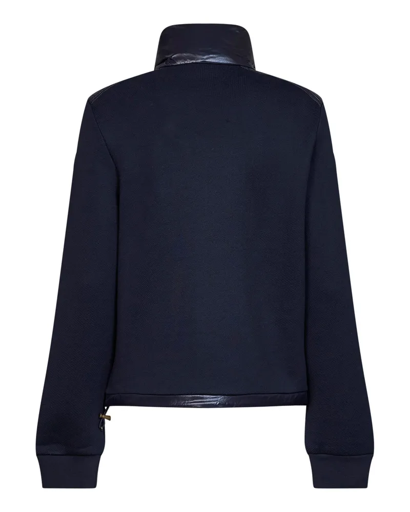Moncler Women's Padded Fleece Zip-Up Sweatshirt Blue Polyamide Puffer Jackets Navy