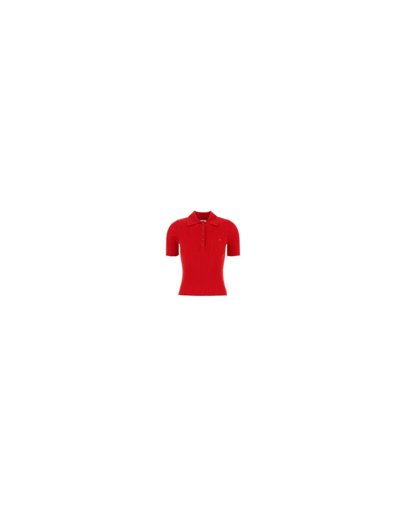 Courrèges 125mpo029fi0001 4040 Poppy Exterior: Viscose Polyester Polo T-shirts And Polos Red