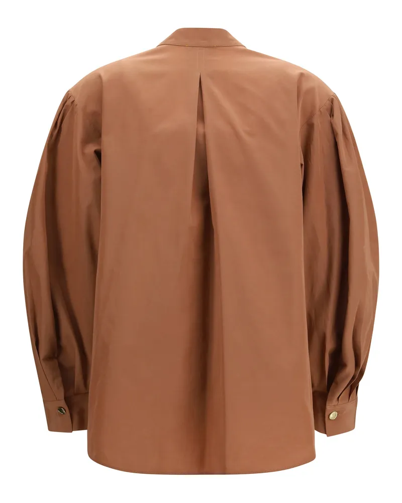 forte_forte Women's High-Neck Top Mousse Polyester Shirt Beige