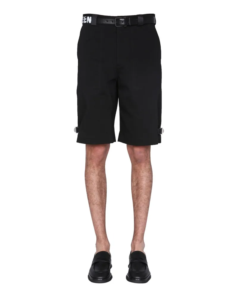 Alexander McQueen Regular Fit Cotton Bermuda Shorts — Black Black