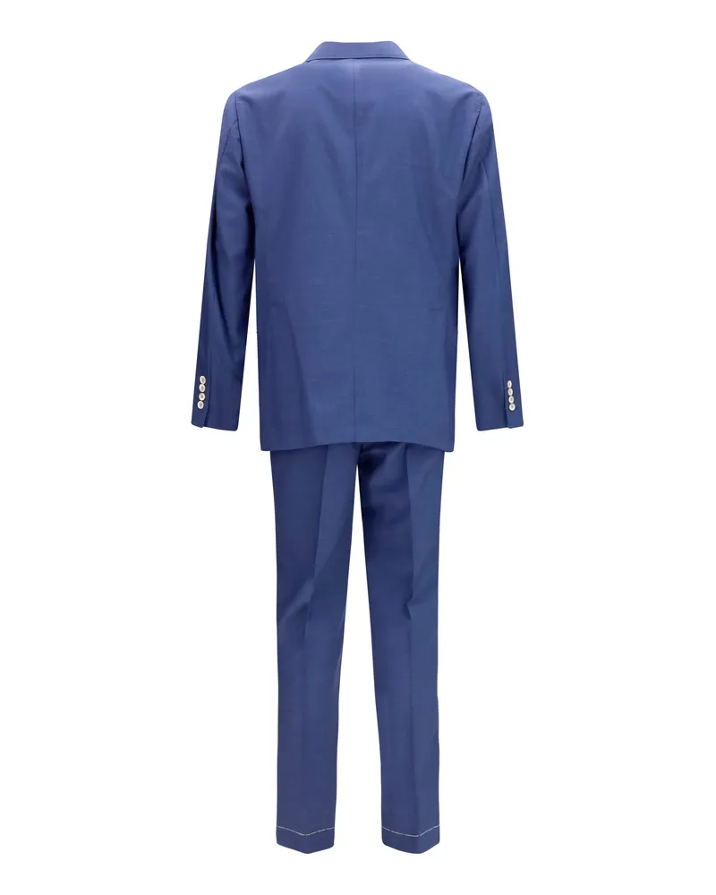 Brunello Cucinelli Men's Single-Breasted Suit With Peak Lapels Royal Fleece Wool Ovis Aries Suits Blue