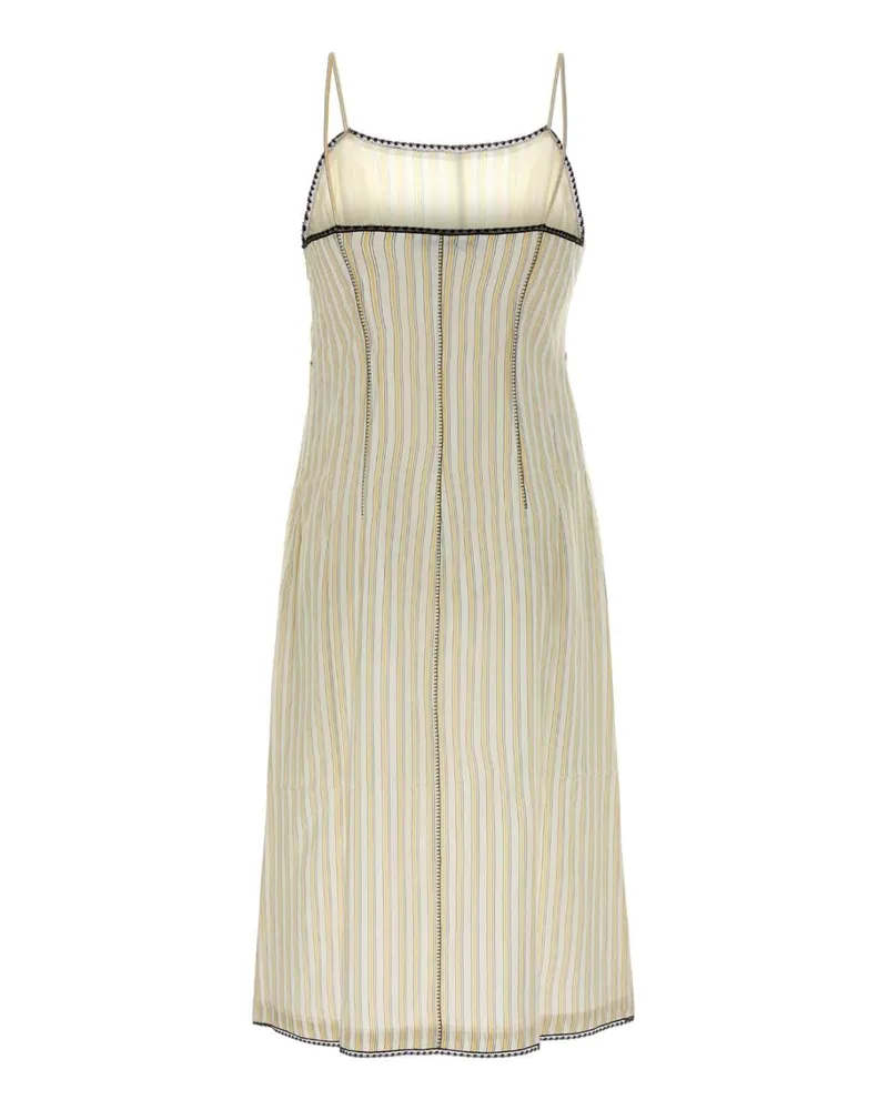 Prada Women's Embroidered Cupro Dress Giallo Abiti Yellow