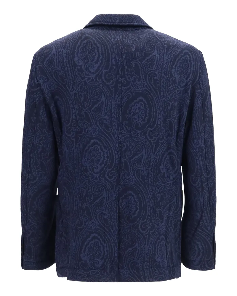 Etro Men's Single-Breasted Arnica Jacquard Wool-Blend Jacket Blu Navy