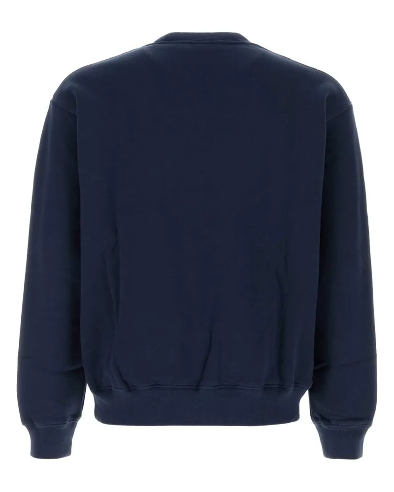 SPORTY & RICH Unisex Navy Blue Cotton Sweatshirt Darknavywhite Exterior: Felpe Sweater Navy