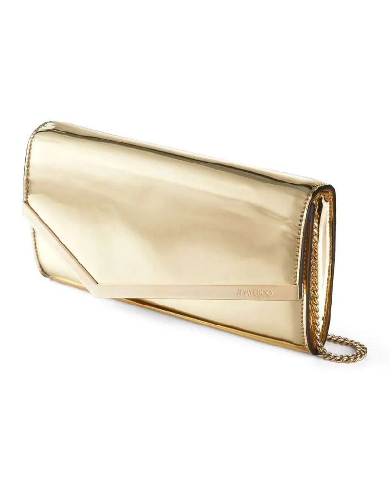 Jimmy Choo Women's Envelope Clutch Emmie Metallic Fabric Bags Gold