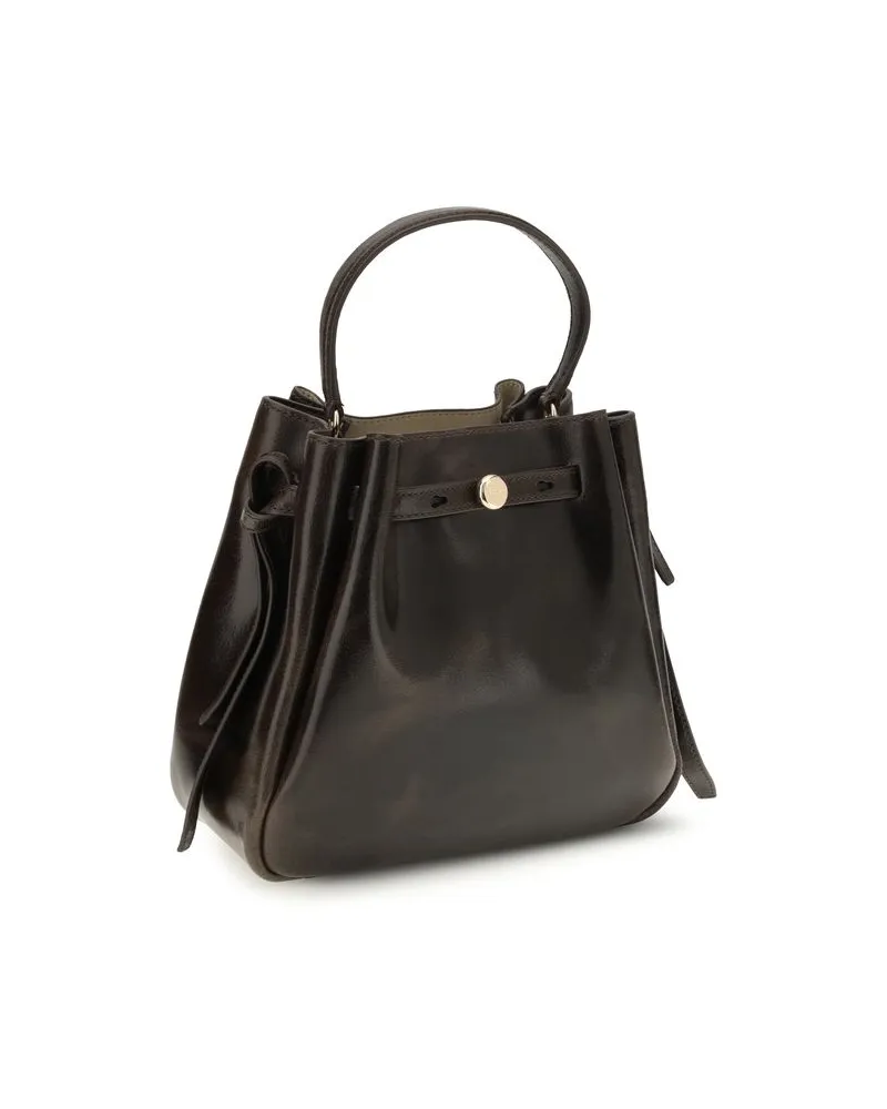Tory Burch Romy Calfskin Leather Bucket Bag — Brown Brown