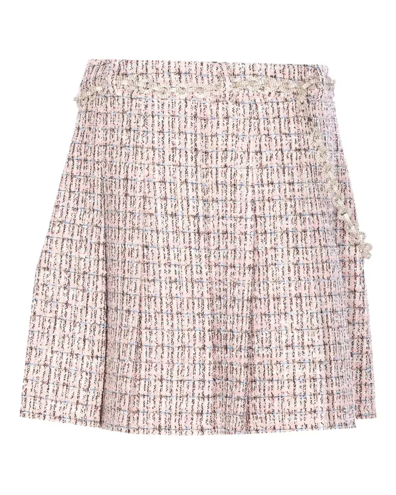 Self-Portrait Women's Crystal-Embellished Tweed Mini Skirt Aw25 W Pink