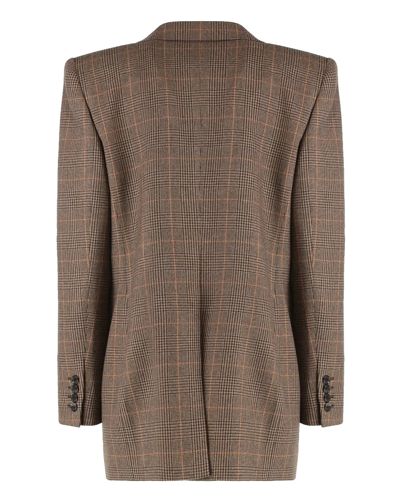 Saint Laurent Women's Prince Of Wales Wool Jacket Brown Blazers Brown