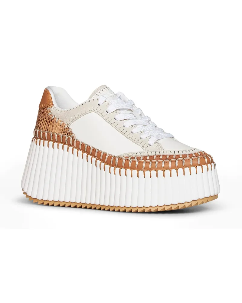 Chloé Women's Wedge Sneakers Nama White Polyester Trainers White