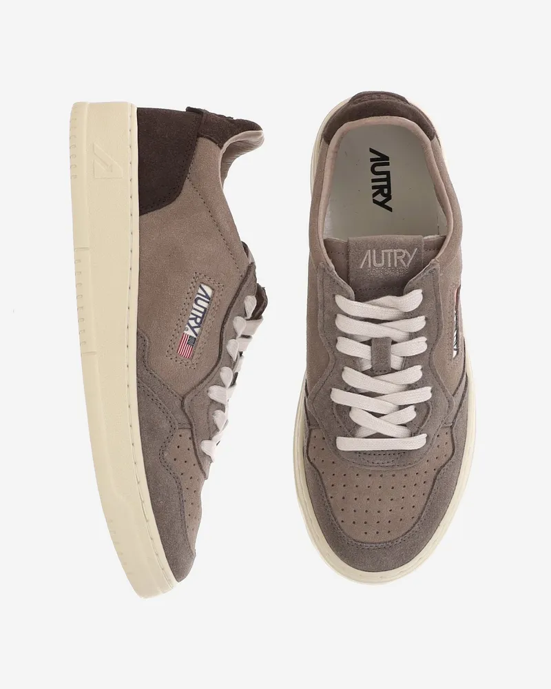AUTRY Men's Sneakers Medalist Low Suede Brown Cow Leather Trainers Brown