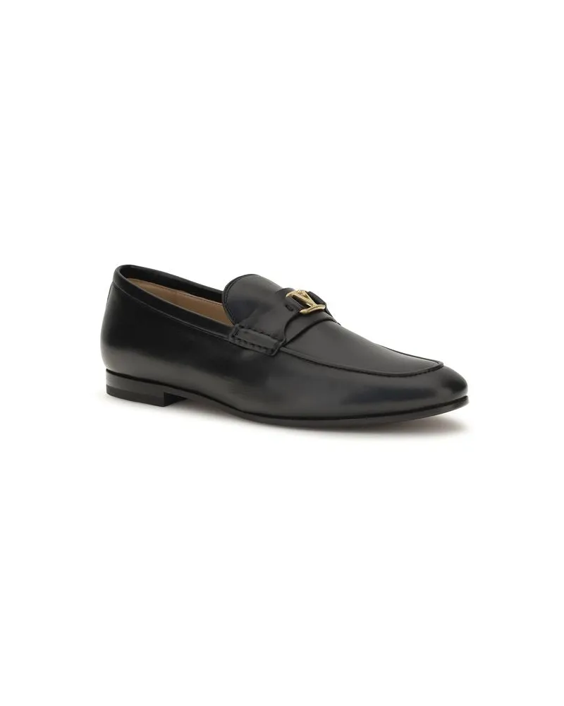 Valentino Garavani Men's Black Calf Leather Bos Taurus Slip-On Loafers Black