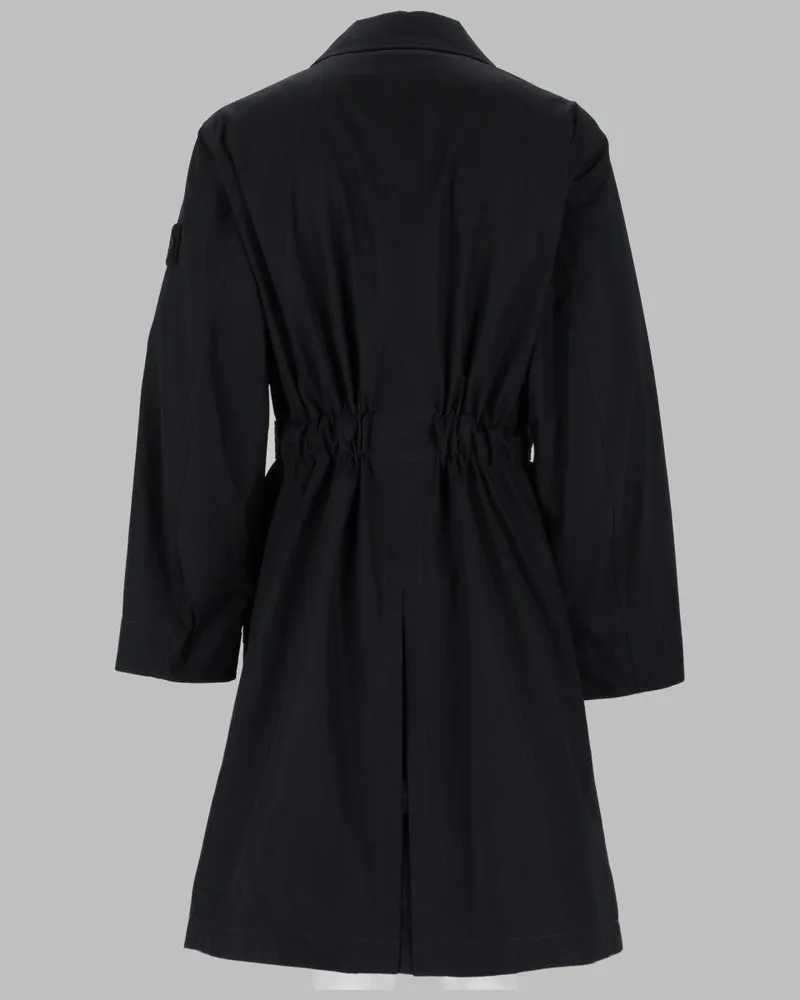 Stone Island Cotton Belted Trench Coat — Black Black