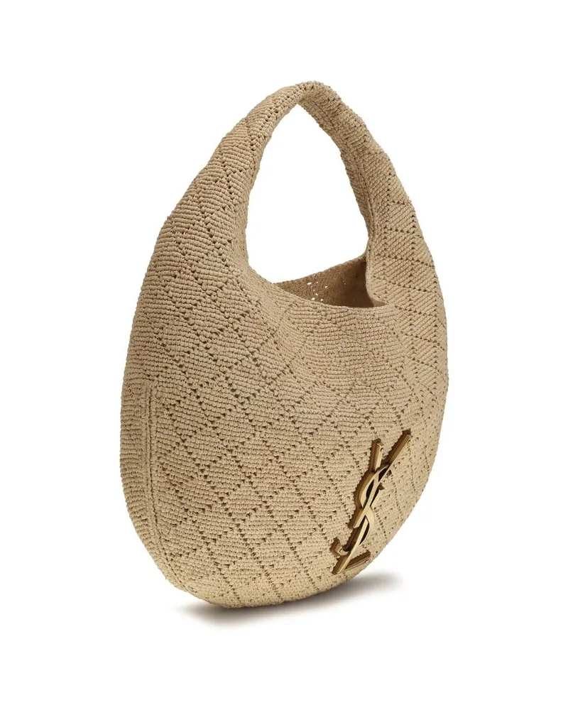 Saint Laurent Women's Beige Raffia Shoulder Bag Beige