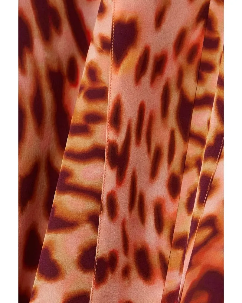 Stella McCartney Leopard-Print Silk Skirt — Orange Orange