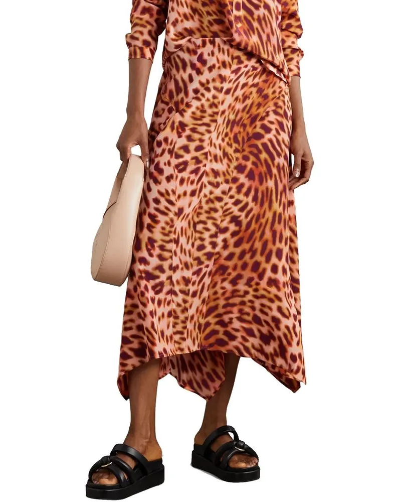 Stella McCartney Women's Orange Silk Midi Skirt Orange