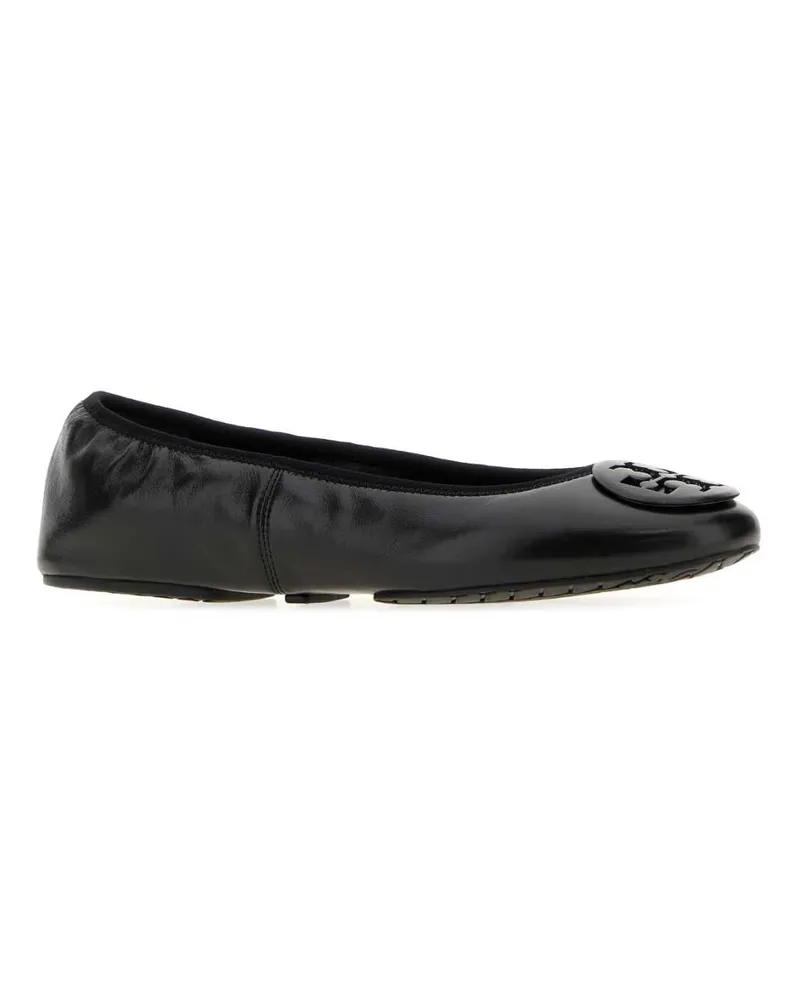 Tory Burch Women's Black Leather Reva Ballerinas 006 Ballerine Flat Shoes Black
