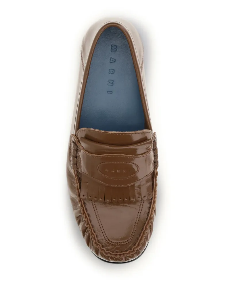 Marni Women's Leather Loafers With Tassels Brown Upper: Lamb Brown