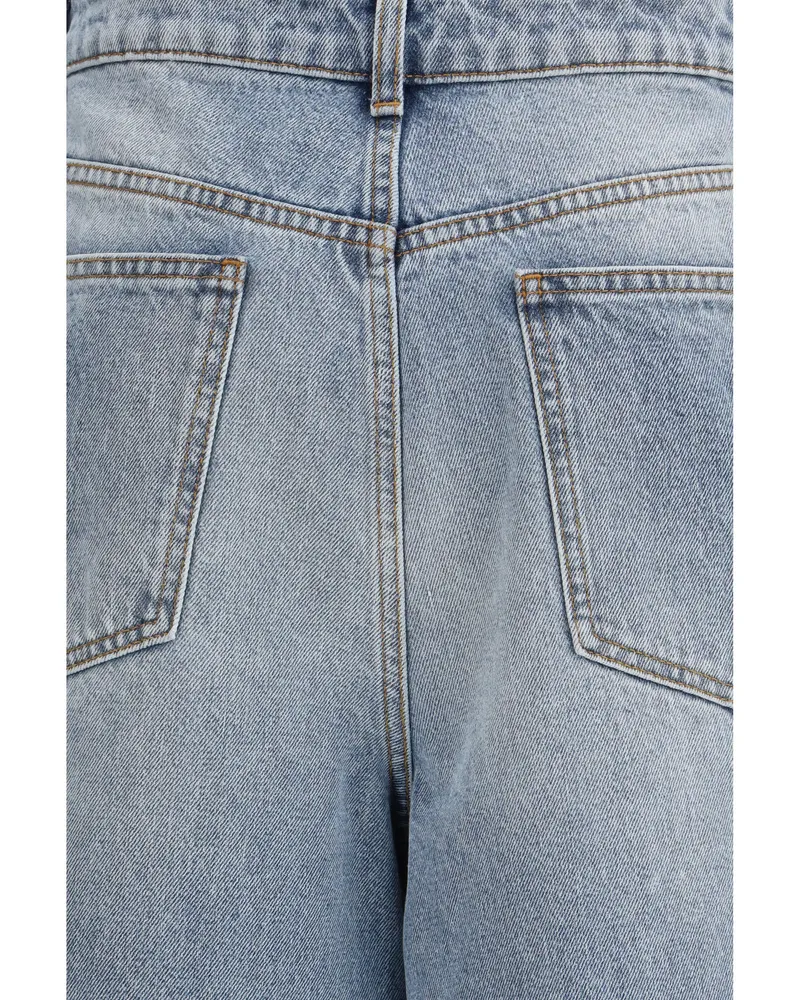 Róhe Barrel-leg Straight Cotton Jeans — Blue Blue