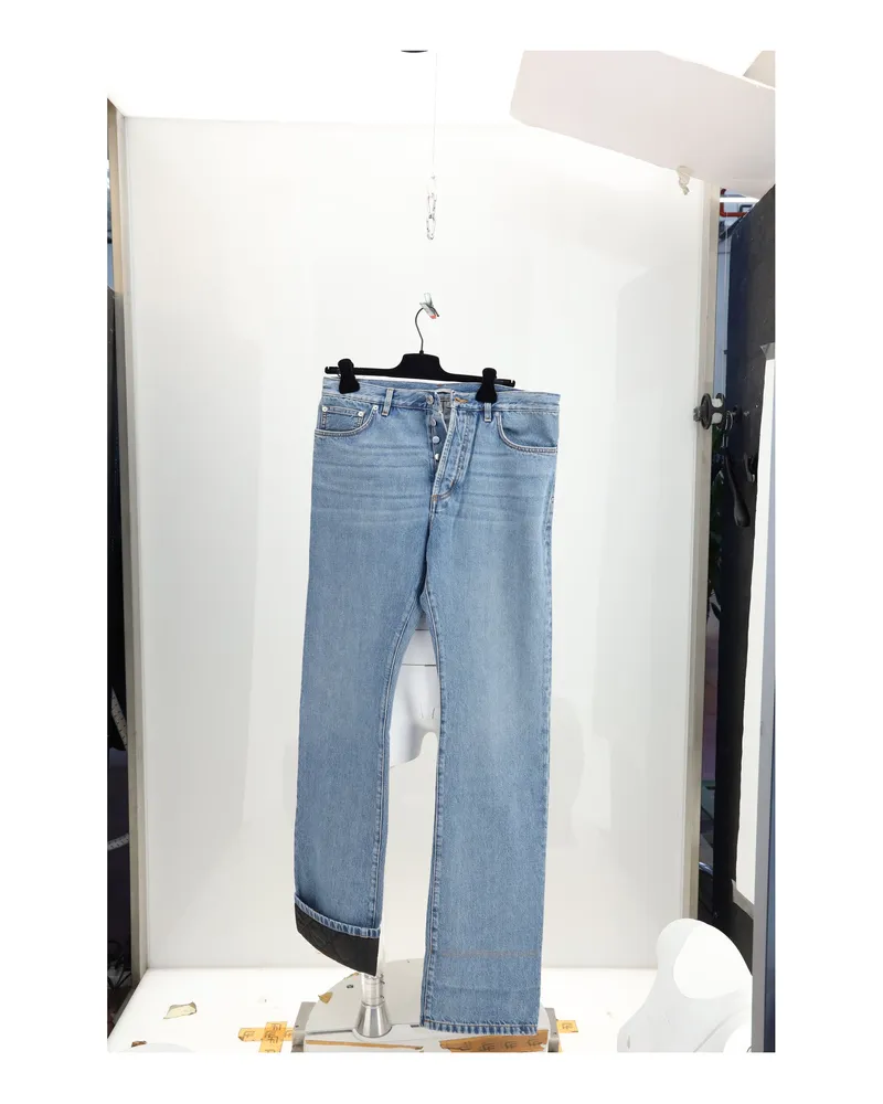 Dior Men's Denim Trousers Cannage Blue Cotton Blue