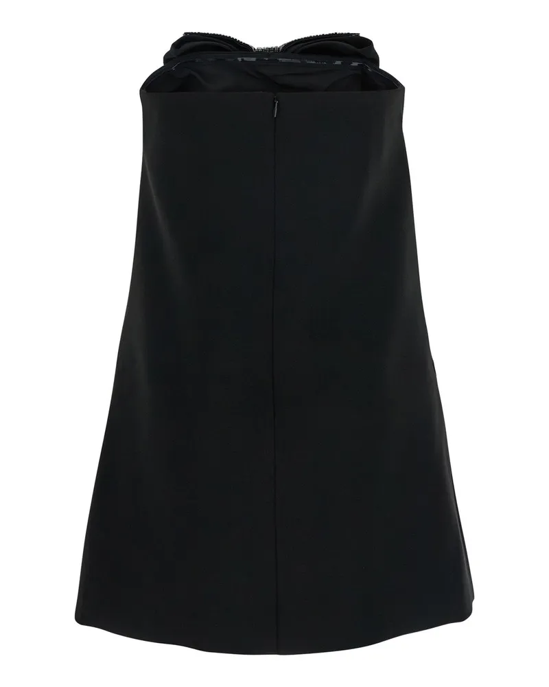Self-Portrait Women's Black Sleeveless Mini Dress With Beaded Bow Tech Fabric Black