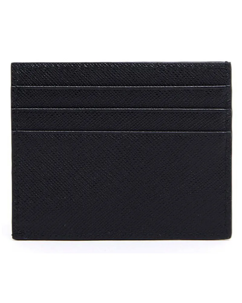 Prada Saffiano Leather Card Case — Black Black