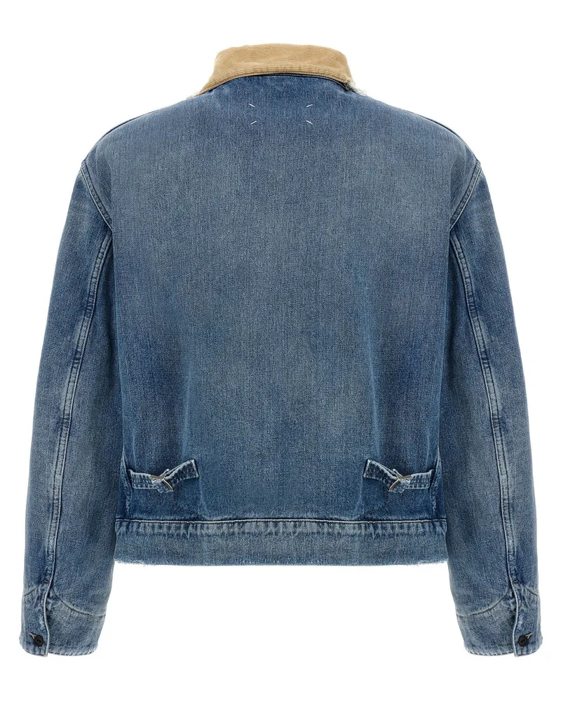 Maison Margiela Stonewashed Denim with Corduroy Collar Jacket — Blue Blue