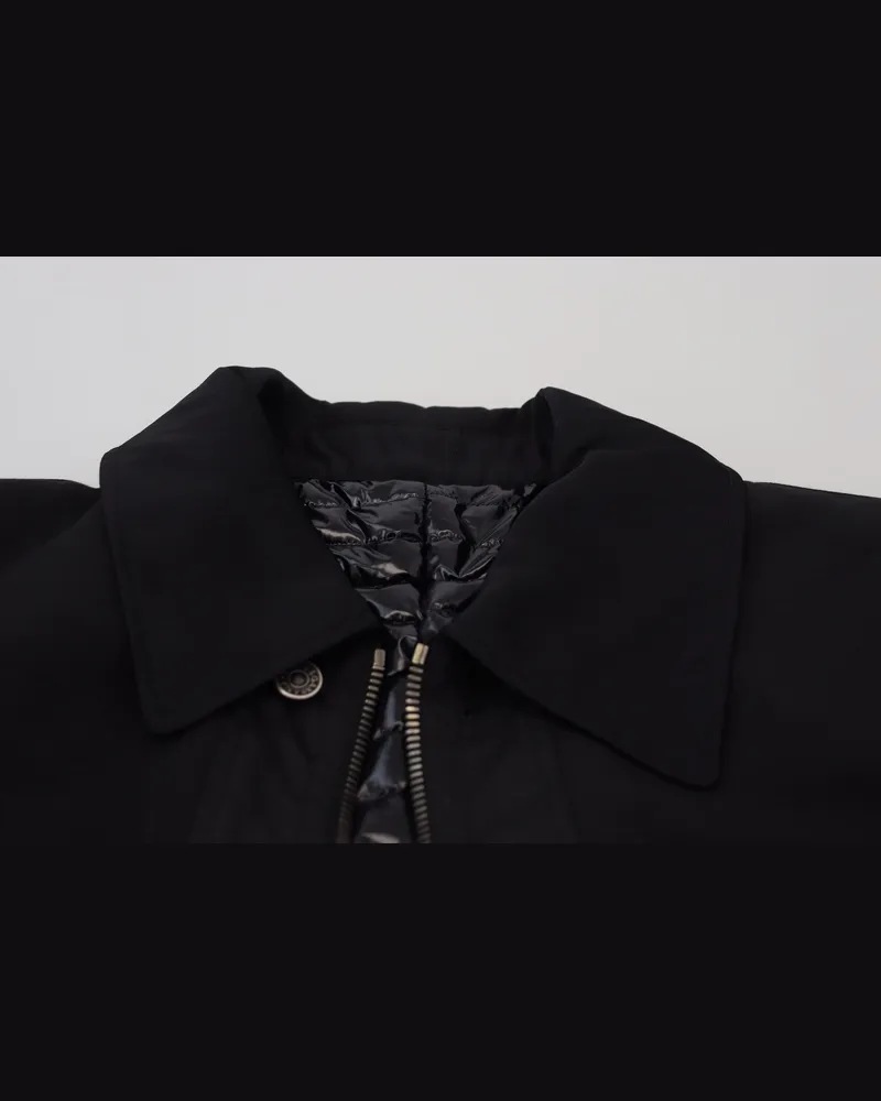 Dolce & Gabbana Men's Black Wool Collared Full Zip Jacket Virgin Clothing Black