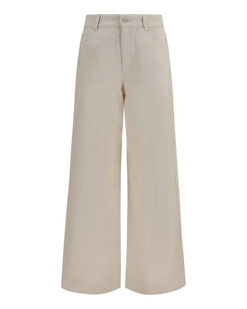 Max Mara Women's Denim Trousers Cotton Bull Multicolour Knitwear Sweater Beige