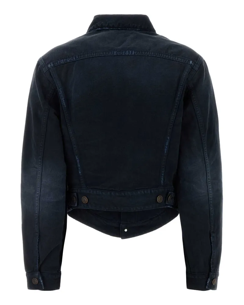 Balenciaga Women Dark Blue Denim Jacket Navy-Dirty T Cotton Giubbini Navy/dirty Navy