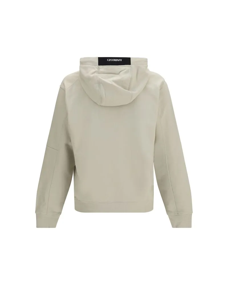 C.P. Company Diagonal-Weave Cotton Fleece Hoodie — Beige Beige