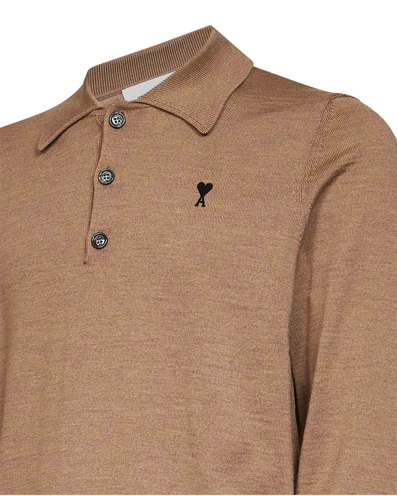 AMI Paris Polo Shirt — Brown Brown